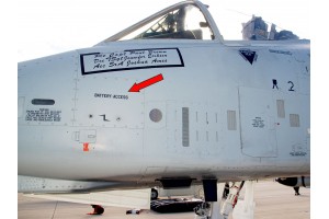 A-10C "Thunderbolt" Battery Access Placard - Home Cockpit Shell Marking