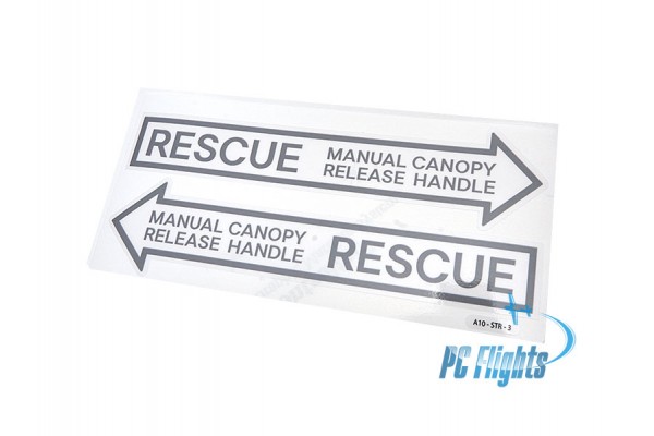 A-10C "Thunderbolt" Rescue Manual Canopy Handle Placard - Home Cockpit Shell Marking - 2 pcs A-10C "Thunderbolt" Rescue Manual Canopy Handle Placard - Home Cockpit Shell Marking - 2 pcs