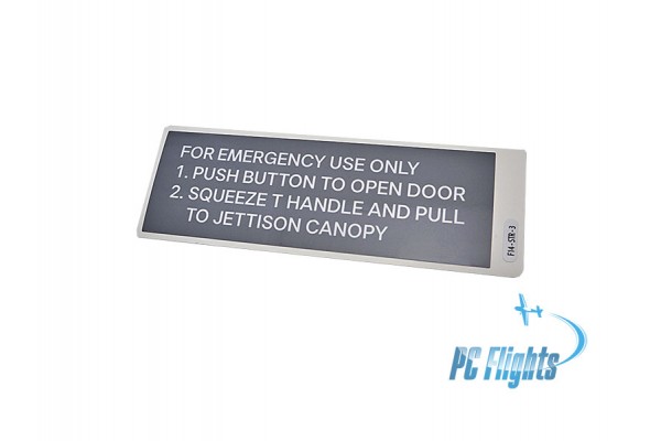 F-14 "Tomcat" Emergency Use Only Placard - Home Cockpit Shell Decal