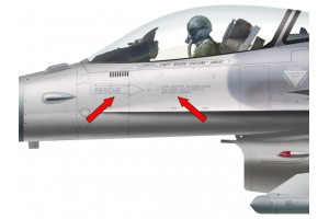 F-16C "Viper" Rescue Push To Open Door Placard - Home Cockpit Shell Marking - Left Side F-16C "Viper" Rescue Push To Open Door Placard - Home Cockpit Shell Marking - Left Side