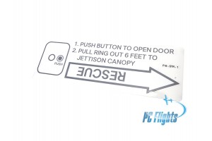 F-16C "Viper" Rescue Push To Open Door Placard - Home Cockpit Shell Marking - Right Side