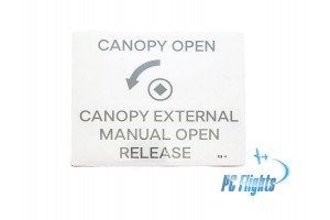 F 18C "Hornet" Canopy Manual Open Release Placard - Home Cockpit Shell Decal