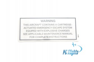 F-18C "Hornet" Warning Emergency Escape System Placard - Home Cockpit Shell Decal