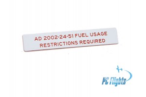 Boeing 737NG FUEL USAGE RESTRICTIONS Nameplate White Home Cockpit Sticker