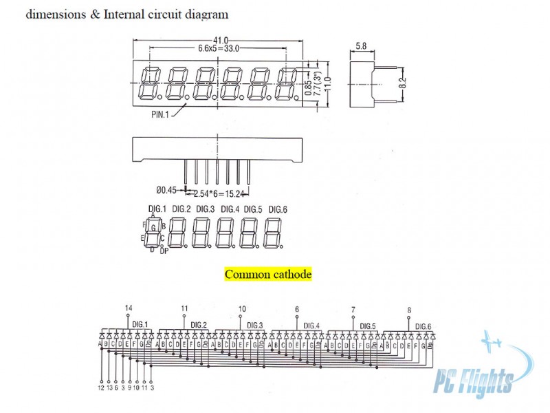 6 Segment Led Dimensions 7 SEGMENT DISPLAY | 6 DIGITS LED DISPLAY AMBER