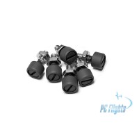 DZUS Fastener - w/Machine Screw & Nut Painted Black - Plastic - Set of 6 pcs