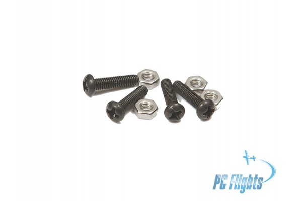 M3x12 mm Black Oxide Oil Pan Head Screws w/Nuts - 4 pcs